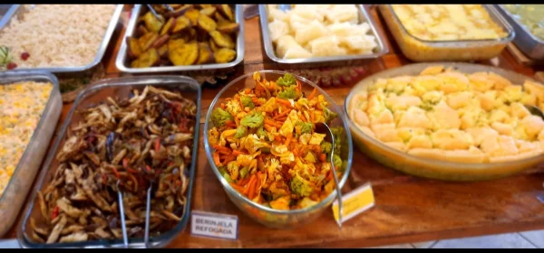 Prato do almoço com legumes da horta